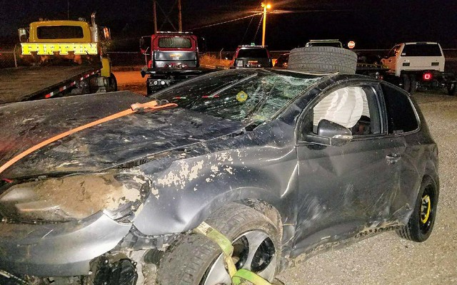 The 18 year old kid that bought my tuned up VW GTI just sent me this photo... He's thankfully ok, but plz pour one out for my old ride.