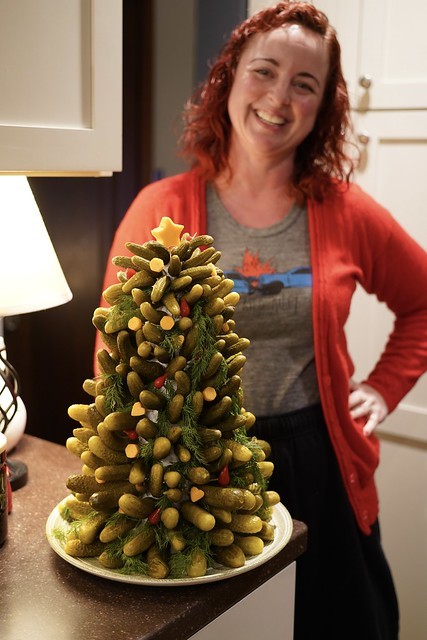 Sandie brought a pickle Christmas tree, lol