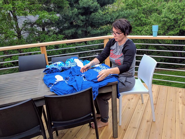 Tryin out the new table. It is too small.