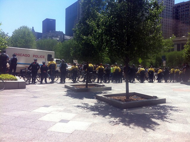 Out the main entrance of our building.