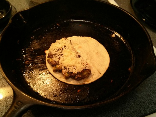 Making crispy black bean tacos