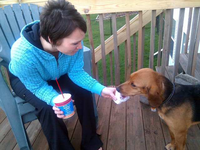 Havin some ice cream after our walk...