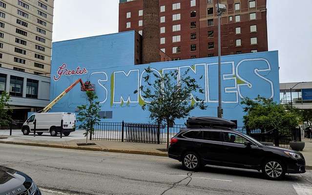 New Des Moines mural going up by my office