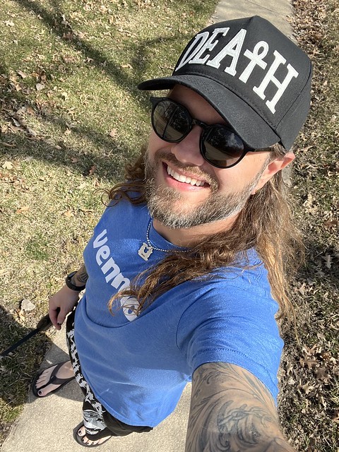 Walkin the dog in shorts and flip flops in March