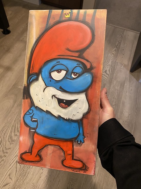 Kari and I were gifted this faded papa smurf by Vance
