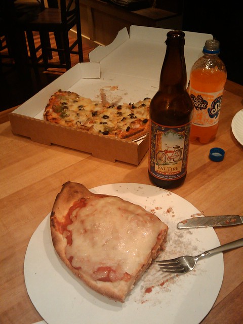 Riverbend calzone and a fat tire at dad's place. Awesometown.