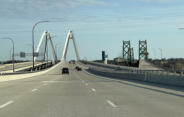 Drivin on the new I74 bridge. Lookin at the old I74 bridge.