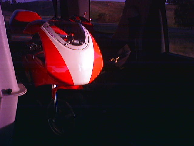 Pocket Bike in the back of Kari's car