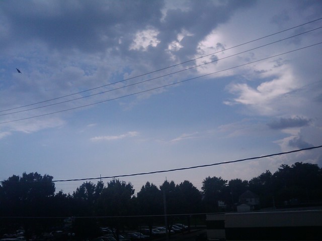 Blue skies to the left.