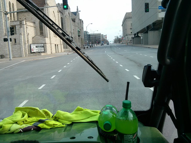 Getting a ride to the Megabus stop in a Gator!