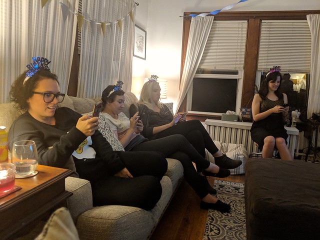 Playing some hilarious group games at Kirsten and Jared's