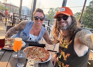 pizza - Home from camping. Haven’t showered. Smell like shit. But Kari wanted a patio pizza date, so…
