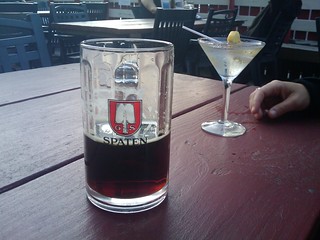 Drinks - Spaten optimator and a martini on the hessen patio with wifey.