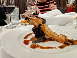 Black truffle venison + giant prawn