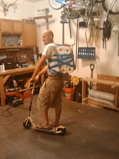 Back home. We had to figure out a way for red to get his paper towels home. Masking tape works.