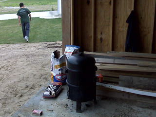 Nathan D - We went to check on Nathan's house progess and his neighbors were smoking meat in his garage, hah...
