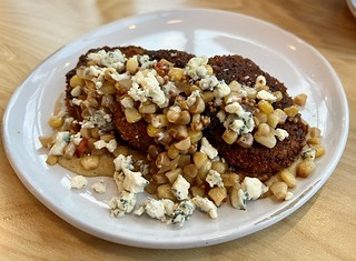 Clyde’s ran out of fried green tomatoes. Chris hand breaded us some anyway. This photo does not do the flavors  justice.