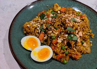 Biryani with soft boiled eggs