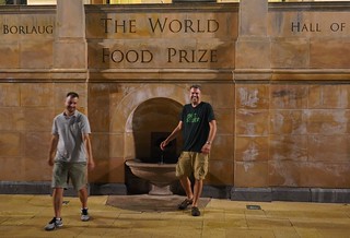 Havin a good time washing our hands in the fountain