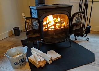 First fire of the year. Burning through some scrap cedar.