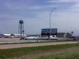 Wind Turbine - Wind Turbine propellers.  Billboard and Water Tower for scale