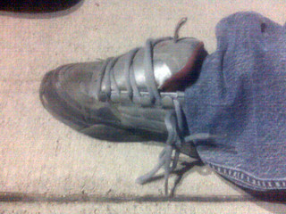 Busted a shoe lace skating - still tied in a bow, ha.