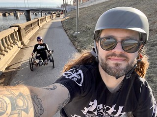 Biking - It's over 60 degrees in February, so... we're out cruisin