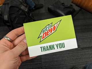I got a Thank You card from Mountain Dew