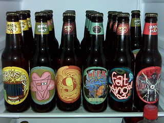 Drinks - Dad brought me a sampler of Magic Hat beer.