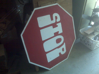 Art - A crazy stop sign in Jeff's garage