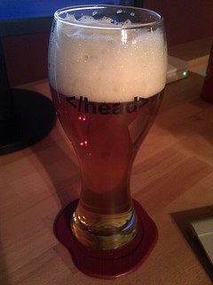 Drinks - Working on a front-end bug while having a beer in a fitting glass.