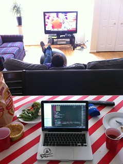 Bloody Mary, hacking, and Iowa Football with wifey.