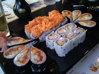 Sushi - I've never seen sushi rolled like tear drops before. La is awesome.