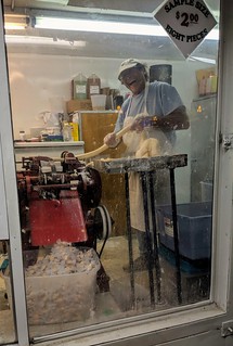This guy is really enjoying making this Taffy