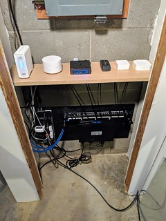 Tech - Mini network closet phase 2: added a shelf for the modem, router, nuc, and smarthome bridges