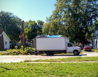 These dudes were trying to pull over that stump with this truck