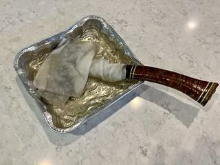 Overnight white vinegar hatchet soak