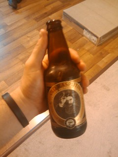 Drinks - Got the laminate and carpet laid in jeff's basement. It was my first time laying and cutting carp...