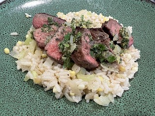 Cooked up some beef n risotto. It is very tasty.