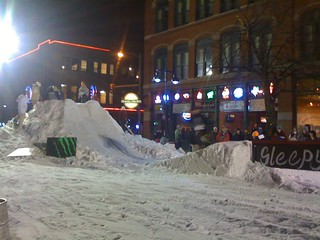 Snowboarding - Rail jam on court ave
