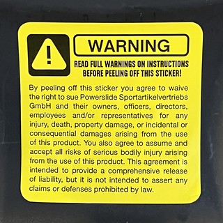 Epic Grind shoes with the warning label