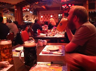 Holcomb, enjoying the brauhaus