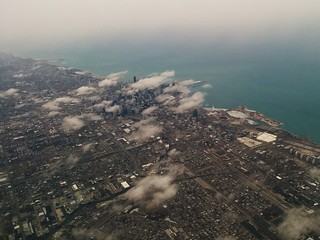 Back in America. The city looks cold.