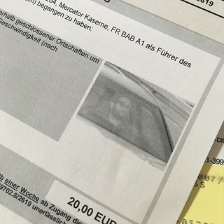 Got my German traffic cam speeding ticket in the mail. I look pretty badass.