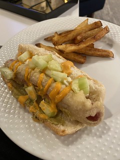 Red made us this tempura fried hotdog and called it a Mobiyashi dog