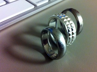 Tiffany - Balancing my rings. Platinum, silver, and titanium
