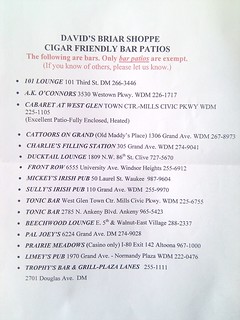 If you live in des moines and like cigars, this is a good list.