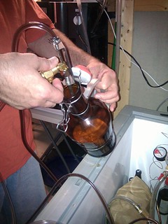 Homebrew - New beer gun in action.