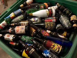 1403 - The kitchen cabinet beer bottle collection comes down.