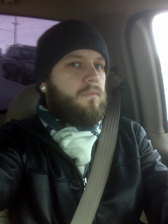 Driving - I have no idea whose leather coat this is, but I like it.